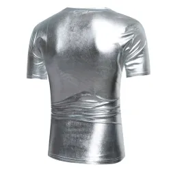 Błyszcząca metaliczna koszulka - krótki rękawT-shirt