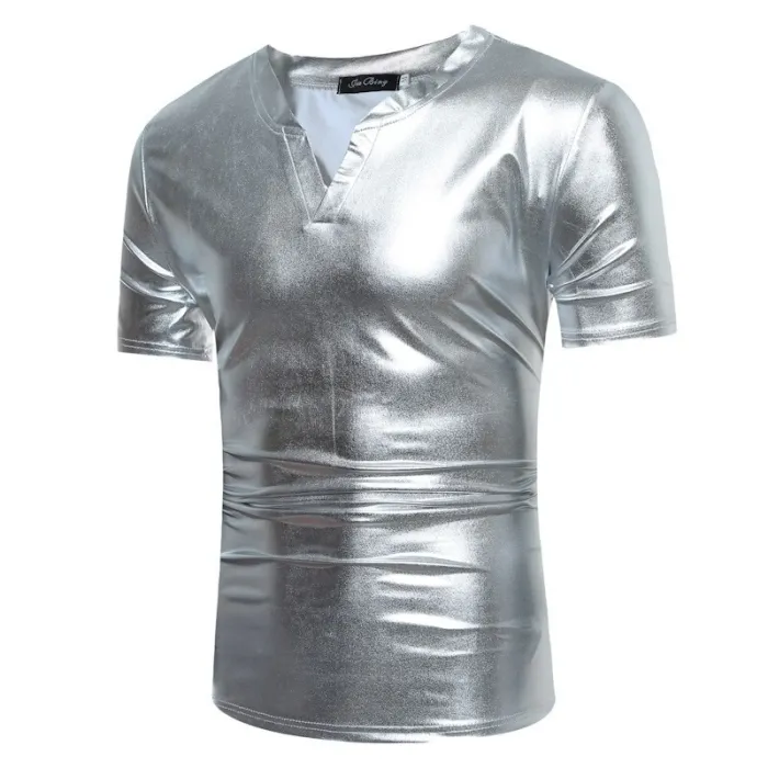 T-shirt in metallo lucido - manica corta