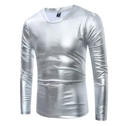 T-shirt in metallo lucido - manica lunga