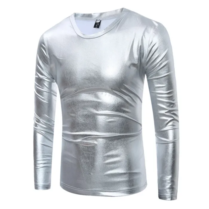 T-shirt in metallo lucido - manica lunga