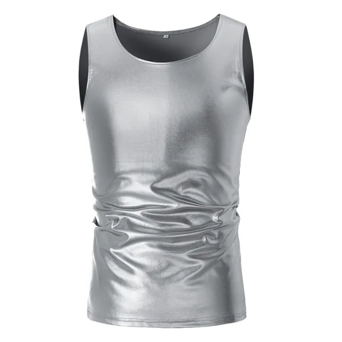 T-shirt in metallo lucido - gilet senza maniche