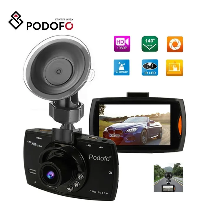 Podofo A2 -auton DVR-kamera - G30 HD 1080P 140 astetta - videotallenne - yönäkö G-sensori