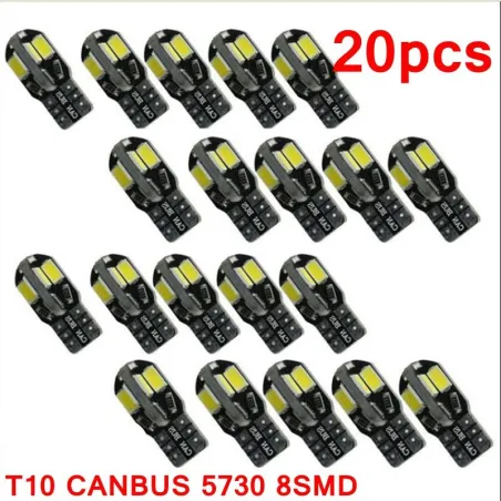 T10Bombilla interior para coche T10 12V Canbus LED - 20 piezas