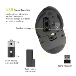 MouseRatón inalámbrico vertical ergonómico M618 Plus con reposamanos extraíble