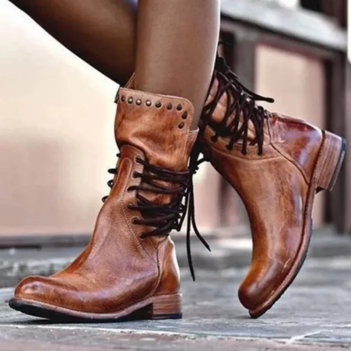 BotasBotas de invierno de cuero con cierre trasero