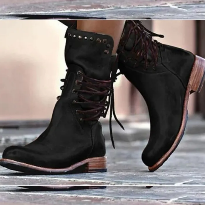 BotasBotas de invierno de cuero con cierre trasero