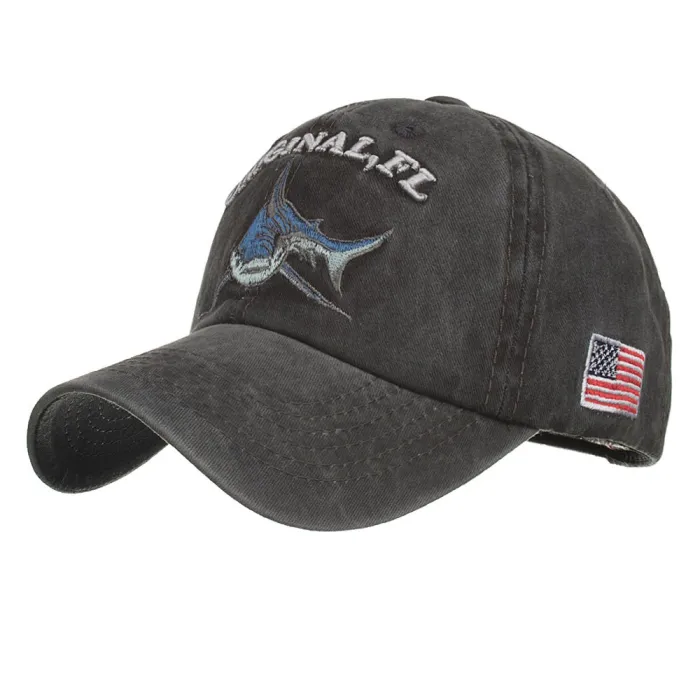 Alkuperäinen Vintage Shark - embroidery cotton baseball cap - unisex