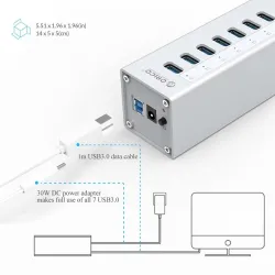 Orico A3H7 A3H10 A3H4 - aluminium höghastighets splitter 7-port USB 3.0