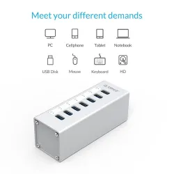 HubOrico A3H7 A3H10 A3H4 - separador de alta velocidad de aluminio - 7-port - USB 3.0