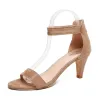 High Heel Pumps - elegante Wildledersandalen mit Rückreißverschluss