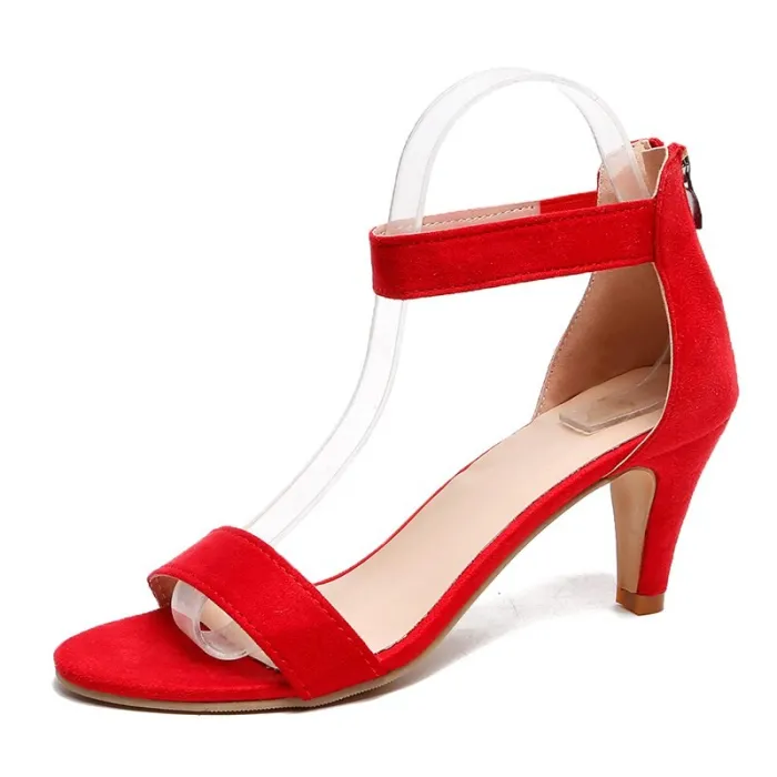 SandaliasBombas de tacón alto - elegantes sandalias suedas con cremallera trasera