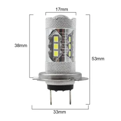 Feu de brouillard de voiture - ampoule LED - H1 H4 H3 H13 H16 1156 9005 9006 - phare - 12V