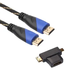HDMI miespuolinen videokaapeli - HDMI mikro-HDMI mini HDMI mini adapterin kanssa - äänilaajennuskaapeli 5m