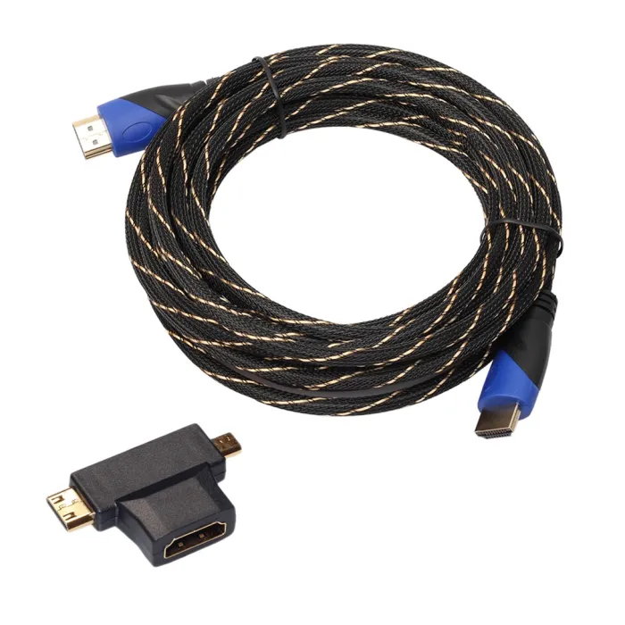 Cavo video maschio a maschio HDMI - HDMI a micro HDMI mini HDMI con mini adattatore - cavo di estensione audio 5m