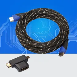 HDMI miespuolinen videokaapeli - HDMI mikro-HDMI mini HDMI mini adapterin kanssa - äänilaajennuskaapeli 5m