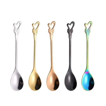 Coeur & fleur cuillère en acier inoxydable pour le thé & les desserts