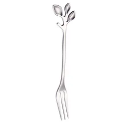 CubiertosMango en forma de hoja - cuchara de té & tenedor para té - café & postres