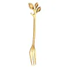 Leaf shaped handle - tea spoon & fork for tea - coffee & desserts