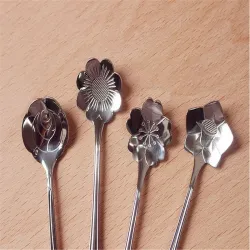 Decoratieve zilveren theelepel - koffie & desserts 5 stuksBestek