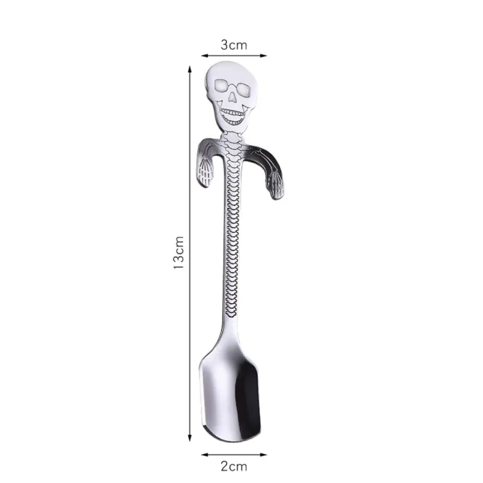 colher de aço inoxidável com crânio