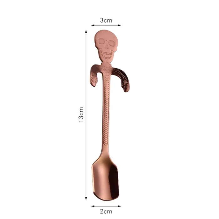 colher de aço inoxidável com crânio