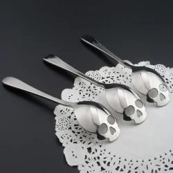 cucchiaio di acciaio inossidabile a forma di teschio per tè e caffè & dolci