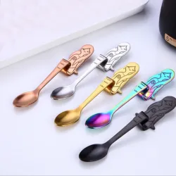 Teaspoons de aço inoxidável decorativos para chá e café & sobremesas