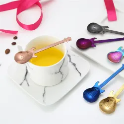 Rostfritt stål tesked med gitarr för te & kaffe & desserter