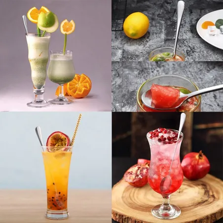 Cubiertoscucharadita de acero inoxidable con mango largo para té - café & postres 6 piezas