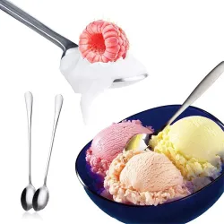 Ruostumaton teräs teelusika pitkä kahva teetä - kahvia ja jälkiruokaa 6 kappaletta