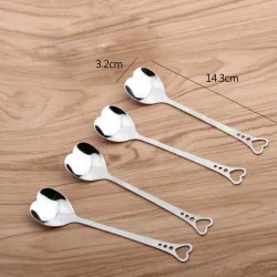 Teaspoons de aço inoxidável em forma de coração para chá e café & sobremesas 10 peças