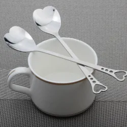 Cubiertoscucharaditas de acero inoxidable en forma de corazón para té & café & postres 10 piezas