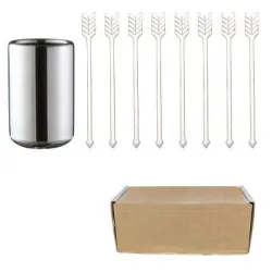 Stainless steel cocktail forks with a storage cup 9 piecesBestek