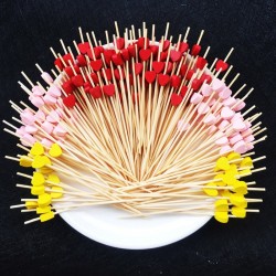 Barbacoa - BBQPegatinas de bambú decorativos para broches de cóctel 12cm 100 piezas