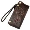 Dragon Design - monikäyttöinen nahka lompakko, jossa on hihna ja zipper