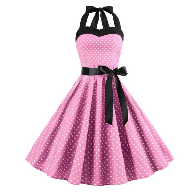 Vintage lace up dress with polka dotsJurken