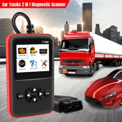 Auton ja kuorma-auton OBD2-skanneri - V500 HD-koodinlukija - kaksikäyttö - diagnostinen työkalu