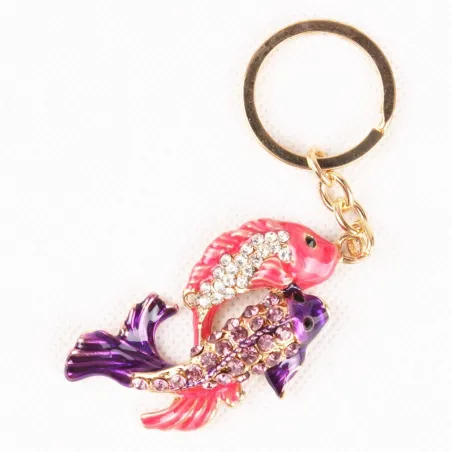 Crystal couple fish - keychain