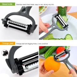 Multifunktionell 360 graders roterande köksredskap - peeler för grönsaker och frukter - grater - slicer