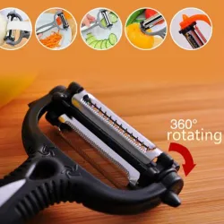 Multifunktionell 360 graders roterande köksredskap - peeler för grönsaker och frukter - grater - slicer