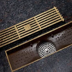 Antik mässing - badrum golv dränering - tråd strainer