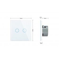 Luxury wall light switch with touch sensor - crystal glass - 2gang & 1 waySchakelaars