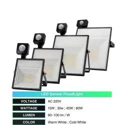 15W 30W 45W 60W / AC220V / SMD2835 LED flood light with adjustable motion sensor