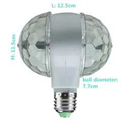 6W LED E27 RGB -valo - pyörivä lamppu, jossa on kaksoispää - vaihe ja diskolamppu