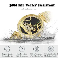 Orologio in oro di moda di lusso con leopardo e diamanti