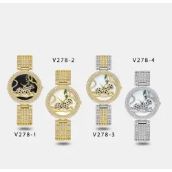 Montre en or de luxe avec leopard & diamants