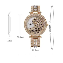 RelojesReloj de cuarzo de oro de lujo con diamantes & leopardo