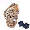 RelojesReloj de cuarzo de oro de lujo con diamantes & leopardo