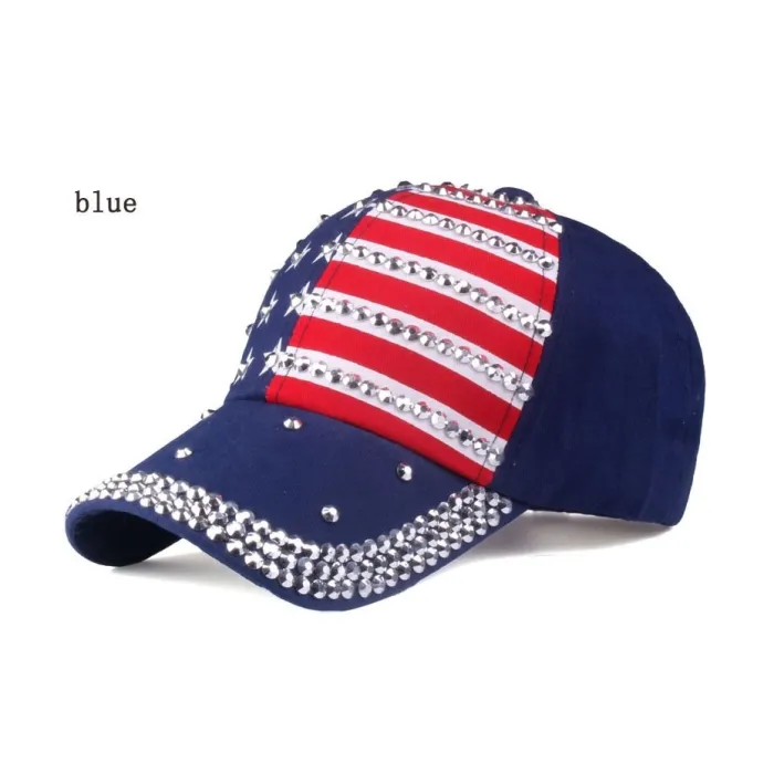 Baseball cap con bandiera USA e punte metalliche - unisex