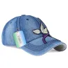 Jeans baseball cap with red rose